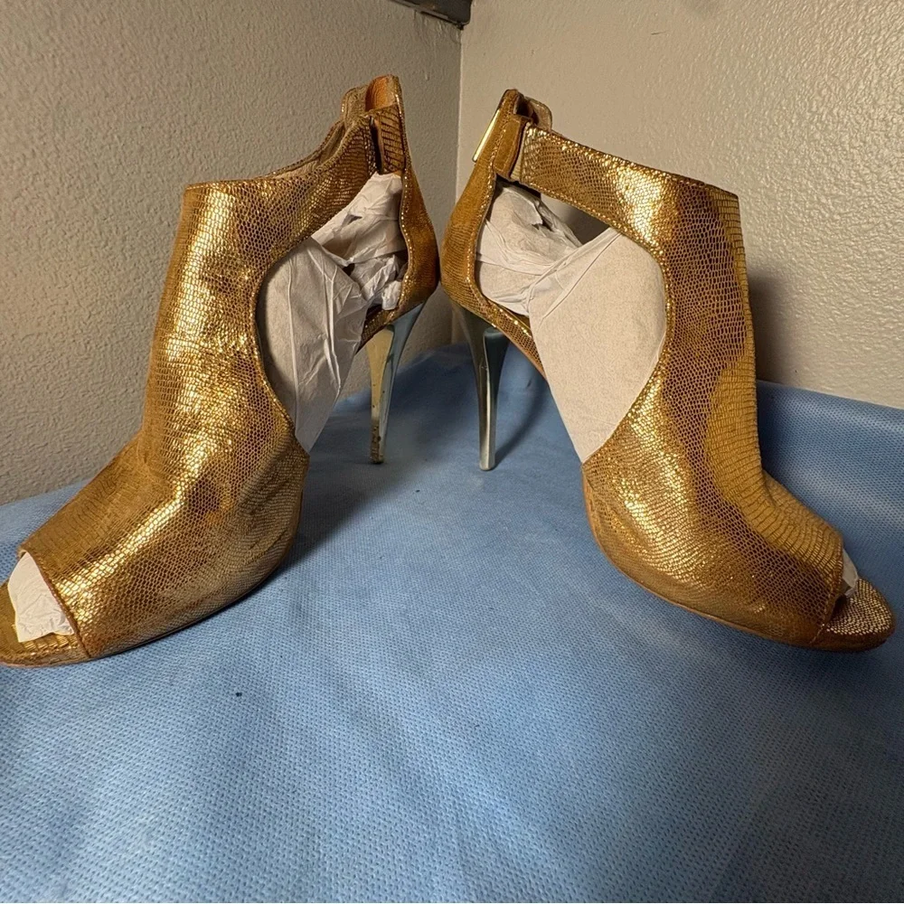 Michael Kors Metallic Gold Peep-Toe Heels